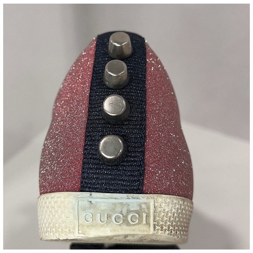 Authentic GUCCI Bambi Glitter Pink Ace Sparkle Studded Sneakers Size EU 35/US 5 - Picture 3 of 11